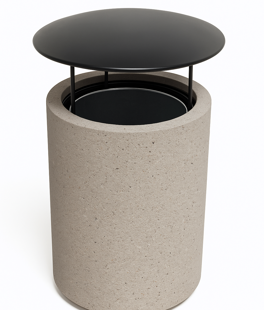 CORBEILLE EN BÉTON AVEC CAPOT