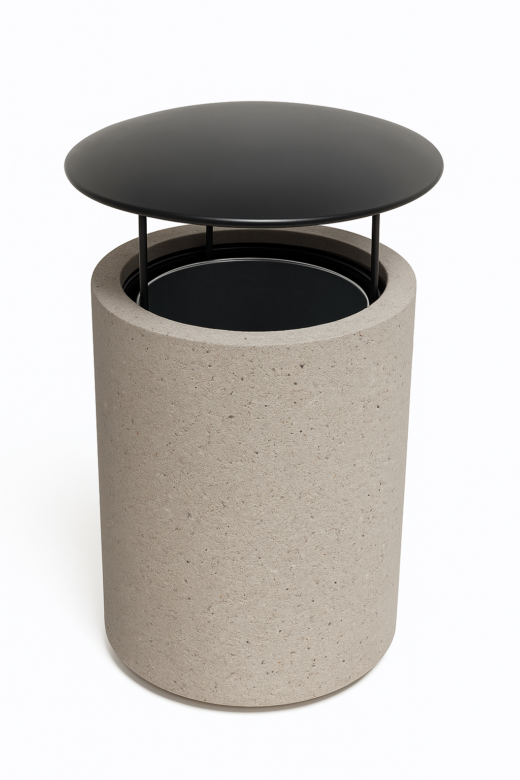 CORBEILLE EN BETON AVEC CAPOT